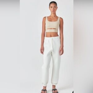 GREY LAB Cream Ankle Pants
